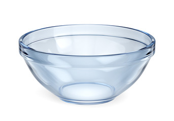 Empty glass bowl isolated on white background