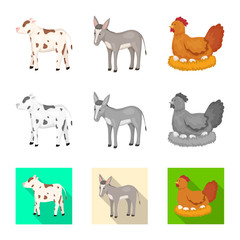 Vector illustration of breeding and kitchen  logo. Collection of breeding and organic  stock vector illustration.