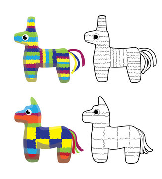 Pinata Horse Colorful Cartoon Vector Illustration