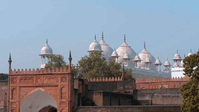 Agra Red Fort is the famous national landmark in Agra, India. Other name is lal Kila. Shot in motion