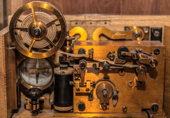 Vintage Morse code. telegraph system. Close-up
