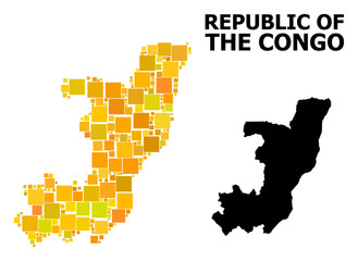 Obraz premium Gold Square Mosaic Map of Republic of the Congo