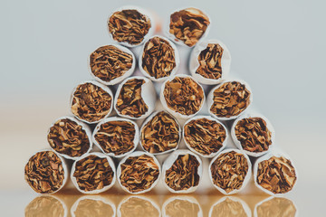 Close-up of  cigarettes stack.