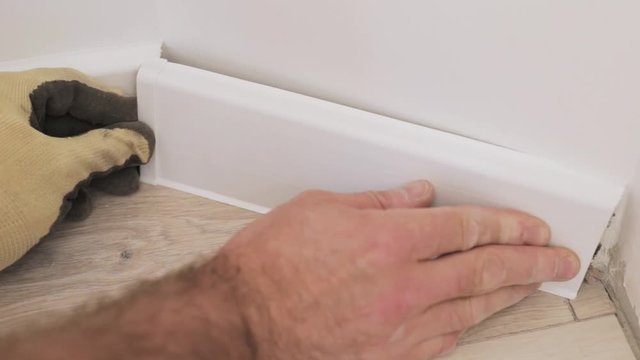 The technology of installation and installation of plastic floor plinth - fitting plinth in the corner - non-standard bevel angle