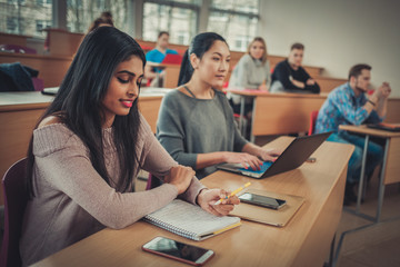 Multinational group of students in an auditorium