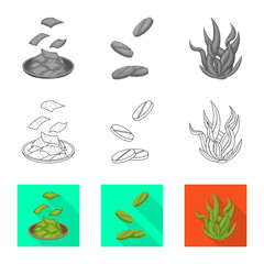 Obraz premium Vector illustration of protein and sea sign. Collection of protein and natural stock vector illustration.