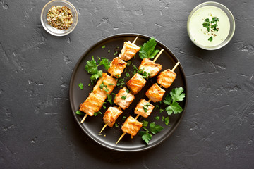 Barbecue salmon skewers