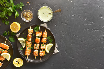 Barbecue salmon skewers