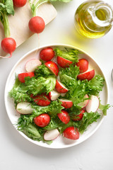 Radish salad with lettuce leaves