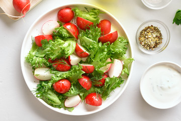 Radish salad with lettuce leaves