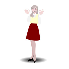 Happy International  Woman Day. Woman flat cartoon character  on isolated background. Illustration of girl in work dresses, secretaries and gestures presented. For further editing. Business people.