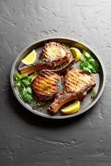 Grilled pork steaks