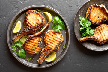 Grilled pork steaks
