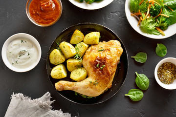 Fried chicken leg with potato