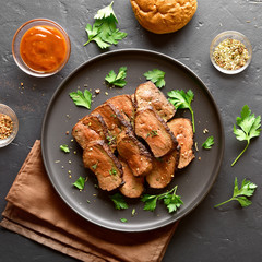 Roasted sliced beef liver