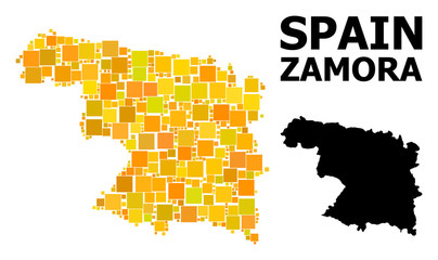 Fototapeta na wymiar Gold Square Pattern Map of Zamora Province