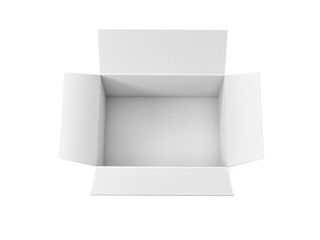 Open white corrugated carton box mock up. Big shipping packaging. 3d rendering illustration