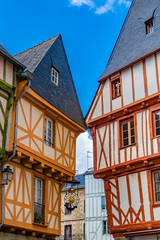 Fototapeta na wymiar Vannes, beautiful old half-timbered houses, magnificent town in Brittany 