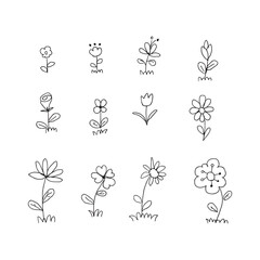 set of flowers on the white background. flowers doodle . Hand dawn. Vector EPS 10. © CHAIYAPHON