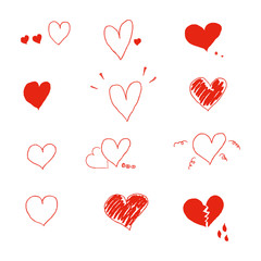 Heart doodles. Hand drawn hearts. Design elements for Valentine's day. Vector EPS 10.