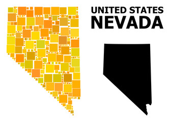 Gold Square Pattern Map of Nevada State