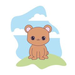 cute bear animal in landscape natural