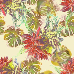 Exotic floral seamless pattern