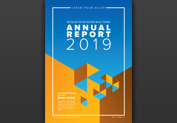Annual Report Cover Layout with Yellow and Blue Elements