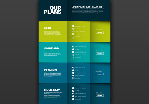 Product Plan Features with Colorful Layers Layout