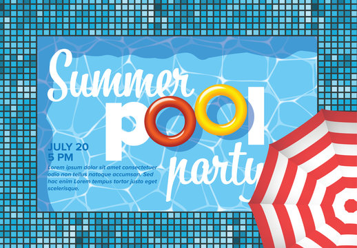 Graphic Summer Pool Party Invitation Flyer Layout