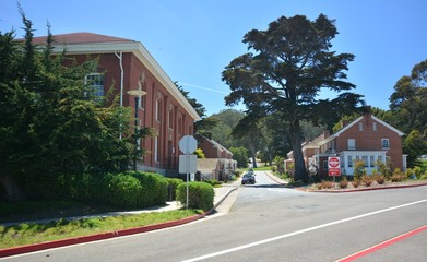 Impressions from Presidio Park in San Francisco at the Golden Gate Bridge of May 2, 2017,...