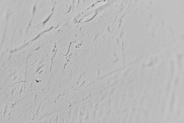 brick wall white color in perspective, rough plaster, macro fragment