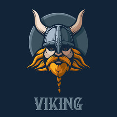 Redhead Viking. Scandinavian Warrior. Military Man. Stock Vector Illustration