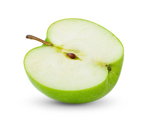 green half  apple isolated on white background. full depth of field