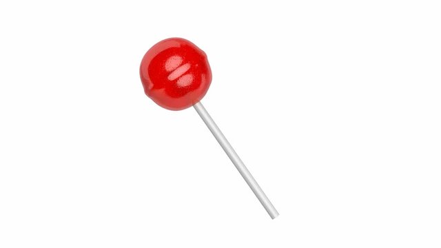 Red lollipop on white background