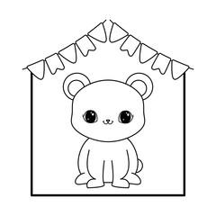 cute bear animal with garlands hanging