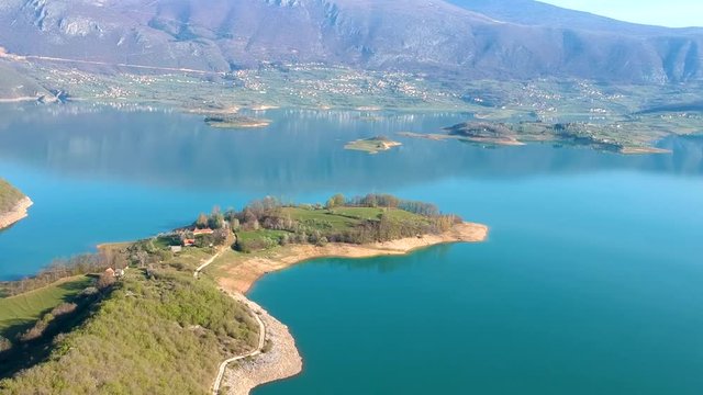 Aerial view of Rama lake or Ramsko jezero , Bosnia and Herzegovina