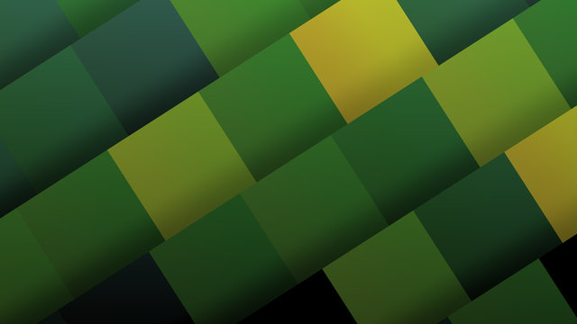 abstract pattern large-size pixels green-yellow shades, 3D graphics