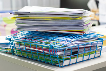 file folder and Stack of business report paper file on the table