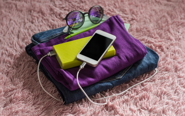 student's folded things on vacation
