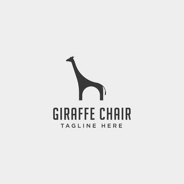 chair giraffe logo design vector icon illustration icon isolated