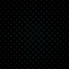 Abstract halftone pattern. Black background made of colored squares. Illustration.