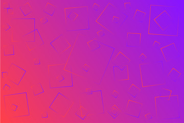 Bright pink-blue illustration, which consists of squares of different sizes. Gradient design for your products: advertising, banners, posters, videos, etc...  Illustration.