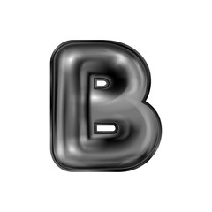 Black latex inflated alphabet symbol, isolated letter B