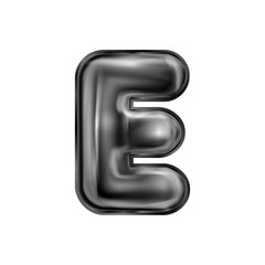 Black latex inflated alphabet symbol, isolated letter E