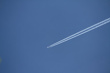 Plane in the blue sky