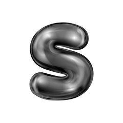 Black latex inflated alphabet symbol, isolated letter S