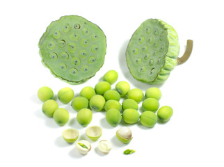 lotus seeds isolated on white background