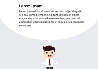 Businessman talking. Businessman talking with speech bubble. Vector, Illustration, Flat