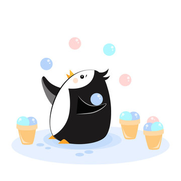 Penguin With Ice Cream